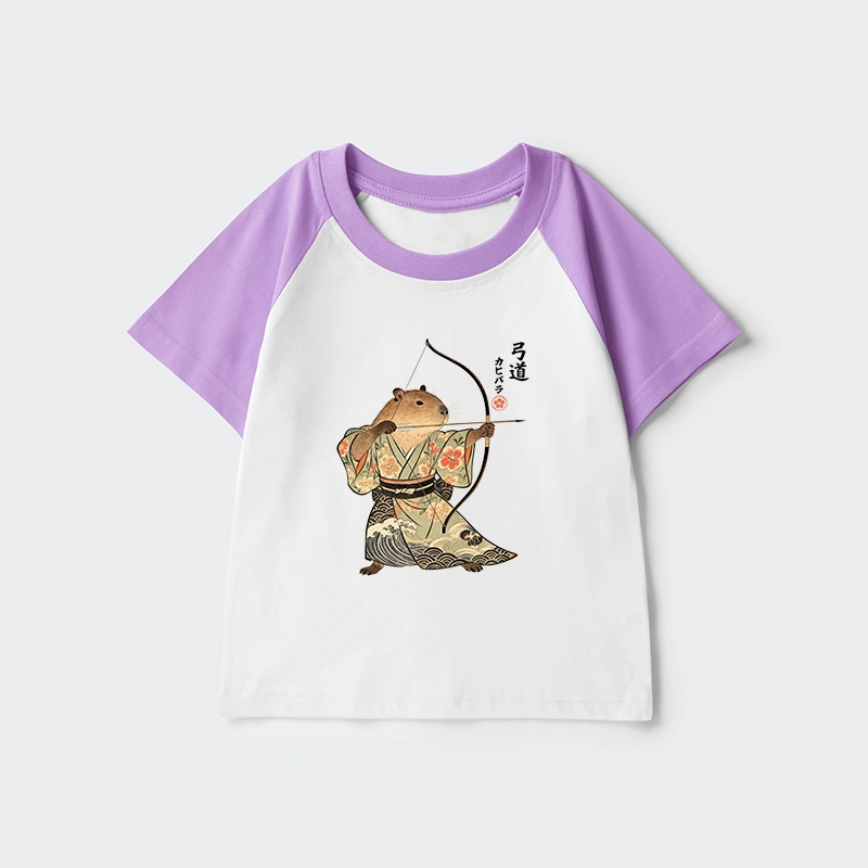 Tokyo-Tiger Capybara Archery Kids Raglan T-shirt