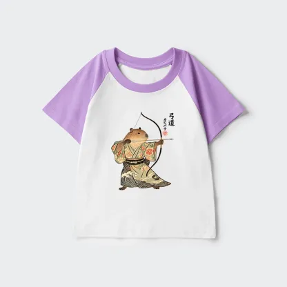 Tokyo-Tiger Capybara Archery Kids Raglan T-shirt