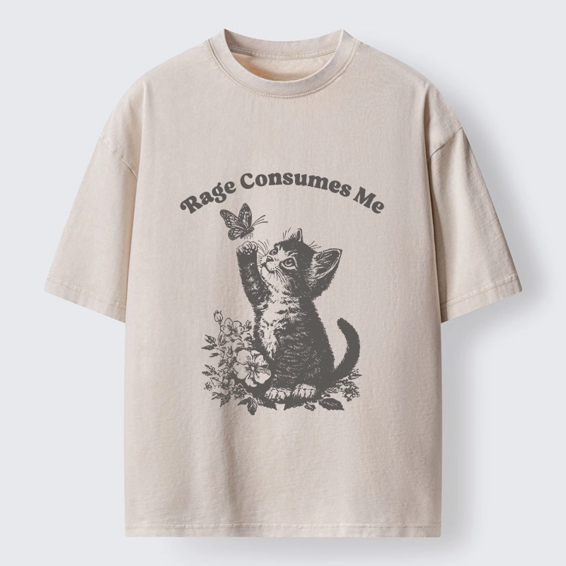 Tokyo-Tiger Rage Consumes Me Kitten Meme Washed T-Shirt