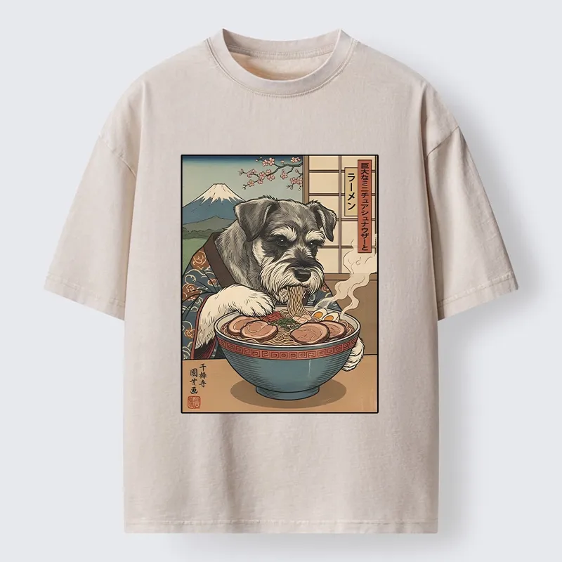 Tokyo-Tiger Dog Ramen Meme Washed T-Shirt