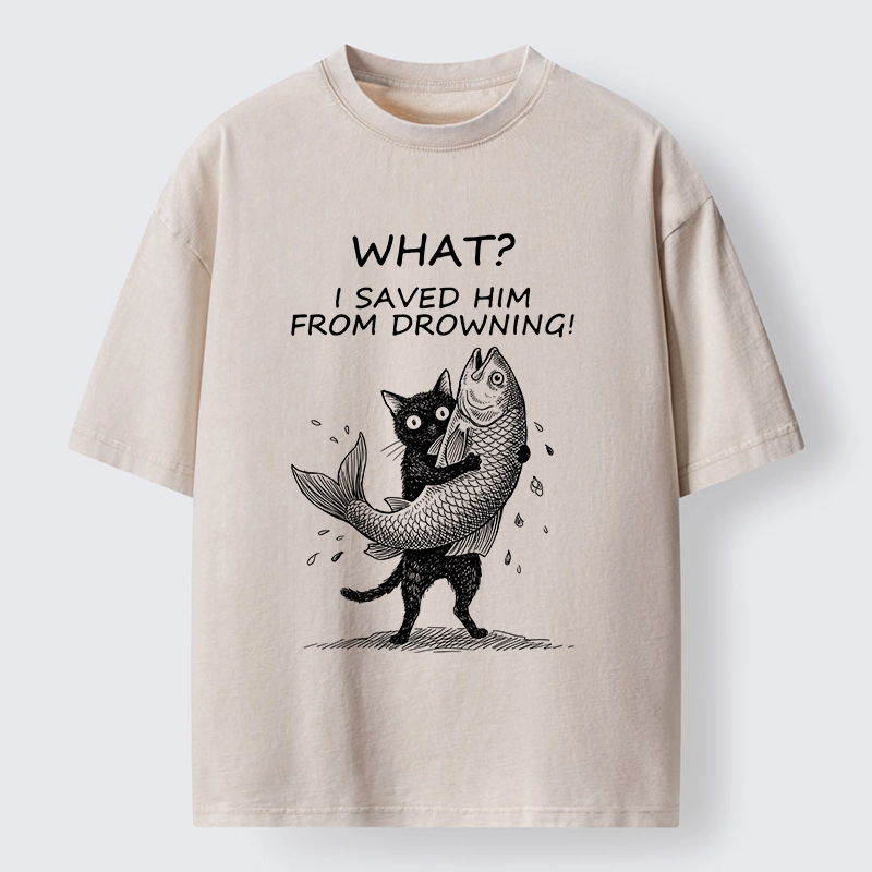Tokyo-Tiger Cat Claims Fish Saving Meme Washed T-Shirt