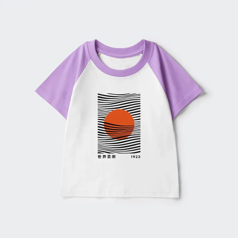 Tokyo-Tiger Minimalist Art Sun Kids Raglan T-shirt Sale