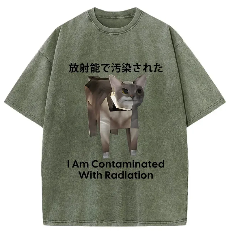 Tokyo-Tiger Nuclear Contaminated Cat Funny Washed T-Shirt