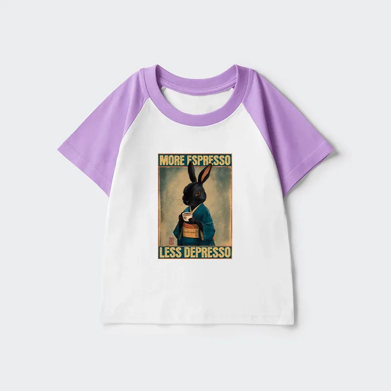 Tokyo-Tiger More Espresso Less Depresso Rabbit Kids Raglan T-shirt Sale