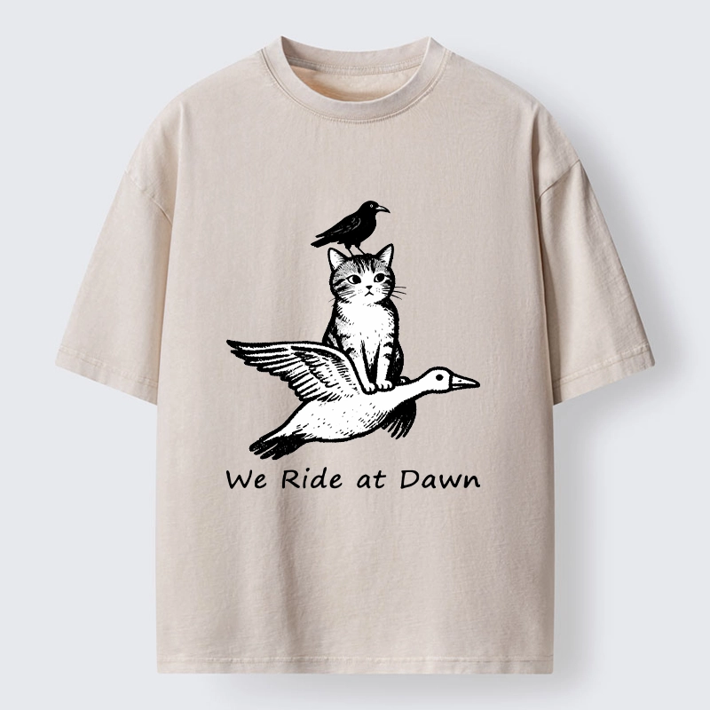 Tokyo-Tiger Funny We Ride At Dawn Washed T-Shirt
