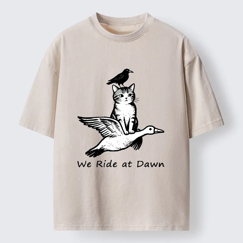 Tokyo-Tiger Funny We Ride At Dawn Washed T-Shirt Sale