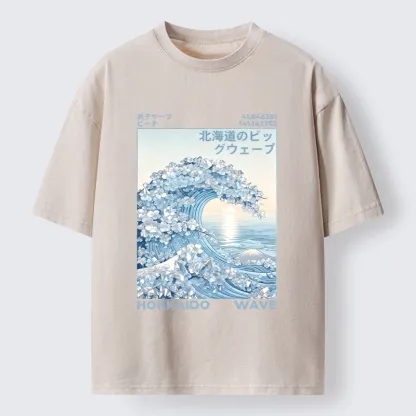 Tokyo-Tiger Crystal Great Wave Art Washed T-Shirt