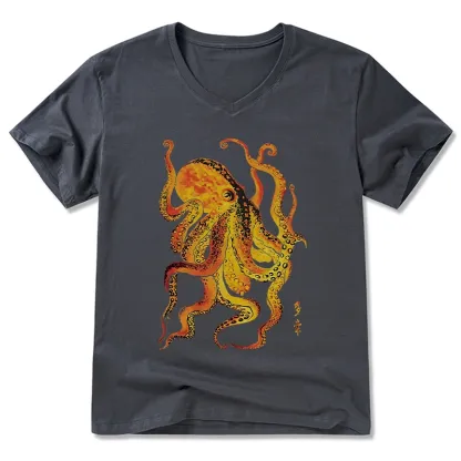 Tokyo-Tiger Deep Sea Gorgeous Octopus V-Neck Classic T-Shirt