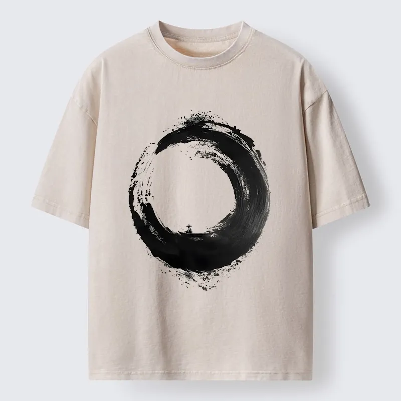 Tokyo-Tiger Zen Boat Man In Ink Circle Washed T-Shirt Sale