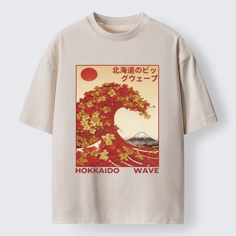 Tokyo-Tiger Hokkaido Wave Fall Leaves Washed T-Shirt Sale