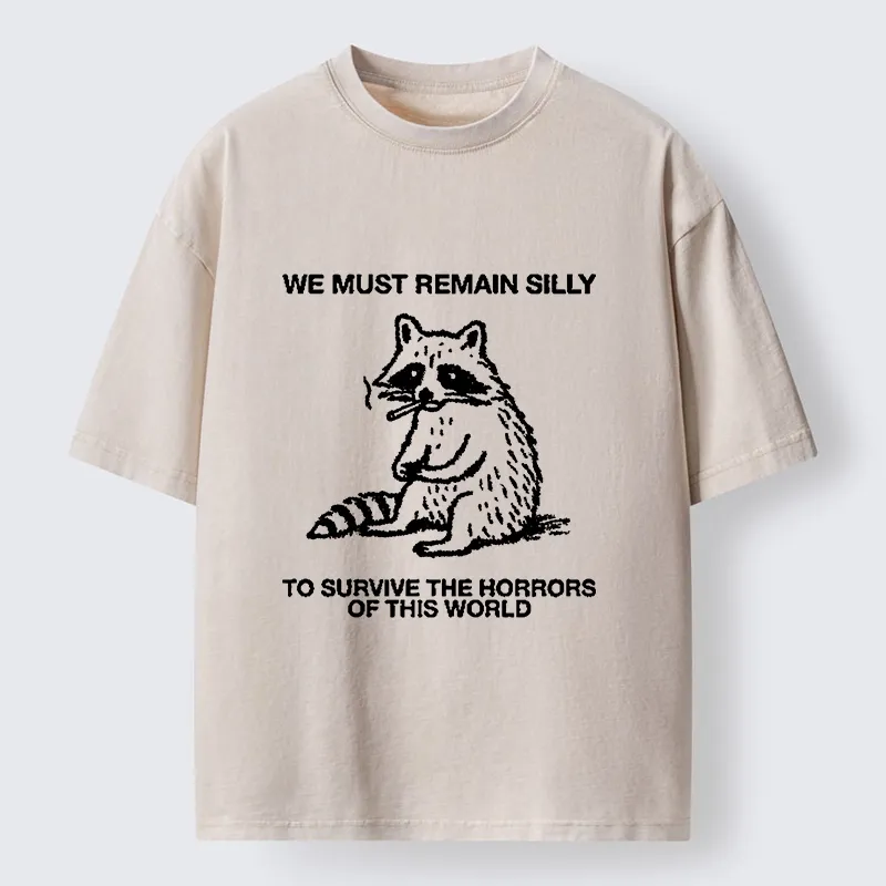 Tokyo-Tiger Silly Raccoon Survive World Meme Washed T-Shirt Sale