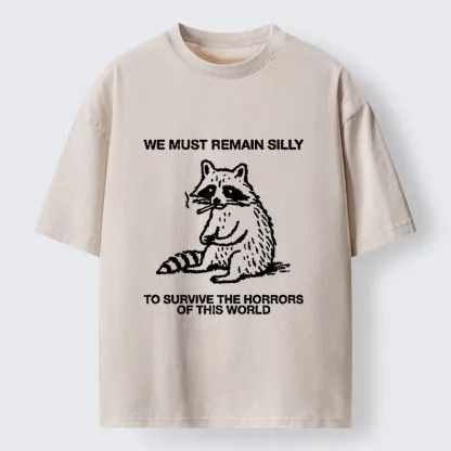 Tokyo-Tiger Silly Raccoon Survive World Meme Washed T-Shirt