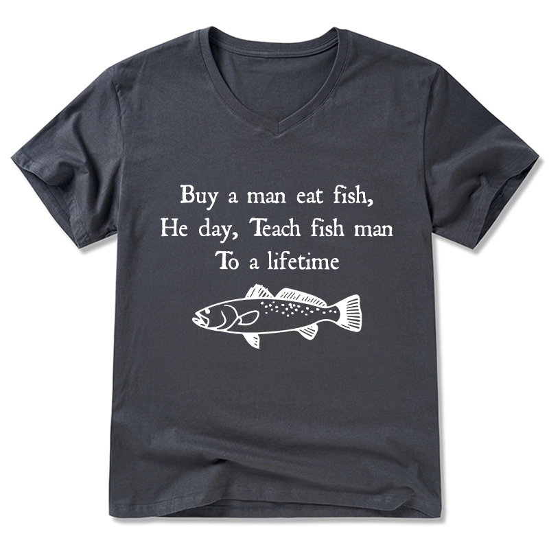 Tokyo-Tiger Man Eat Fish Meme V-Neck Classic T-Shirt