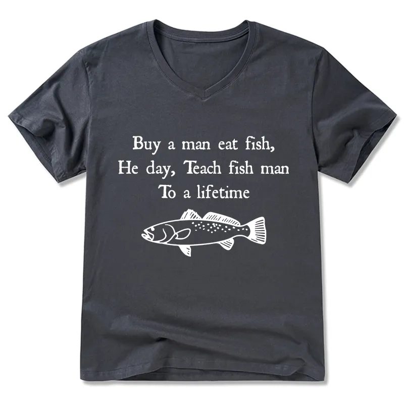 Tokyo-Tiger Man Eat Fish Meme V-Neck Classic T-Shirt