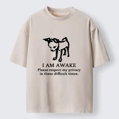 Tokyo-Tiger Silly Dog Privacy Meme Art Washed T-Shirt