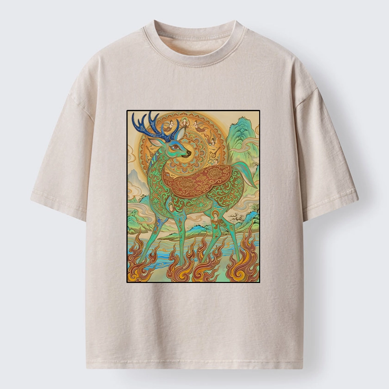Tokyo-Tiger Mythical Nine Colored Deer Washed T-Shirt