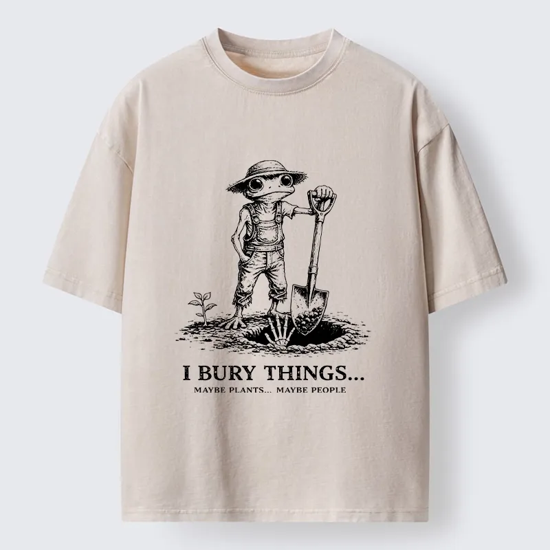Tokyo-Tiger Frog Bury Things Funny Meme Washed T-Shirt Sale