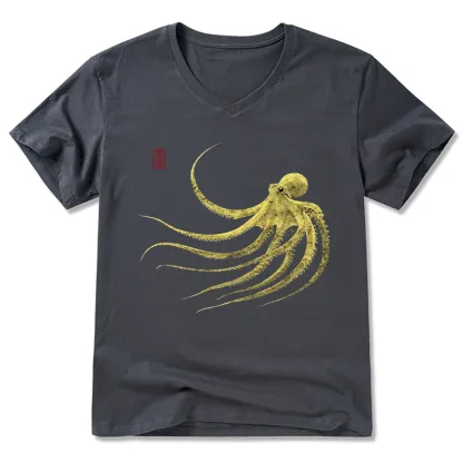 Tokyo-Tiger Retro Octopus Japanese V-Neck Classic T-Shirt
