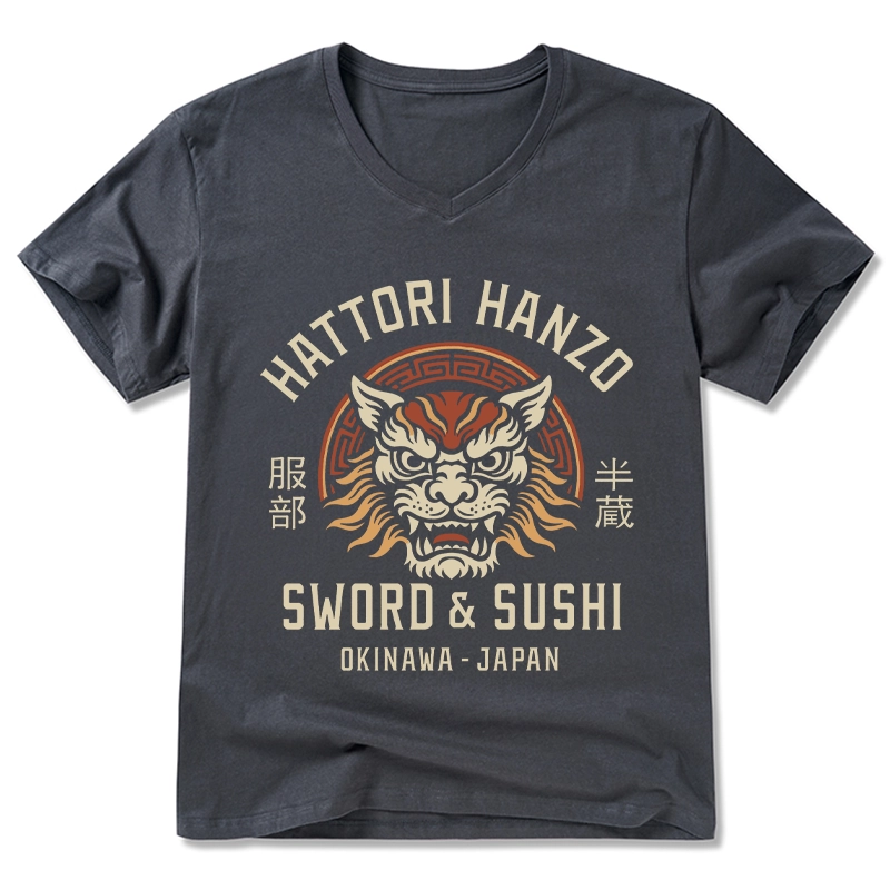Tokyo-Tiger Hattori Lion Japanese Samurai V-Neck Classic T-Shirt