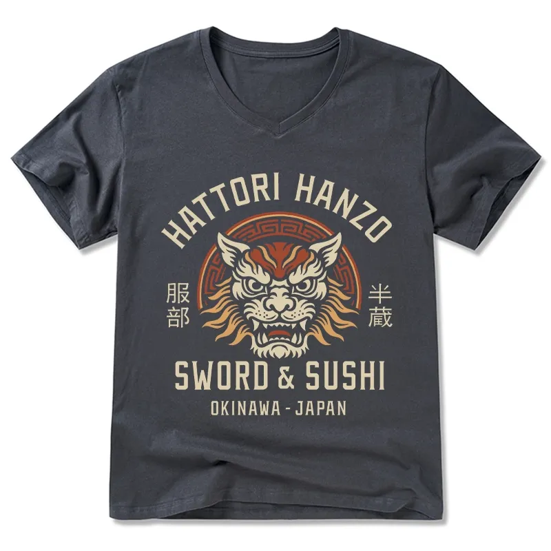 Tokyo-Tiger Hattori Lion Japanese Samurai V-Neck Classic T-Shirt