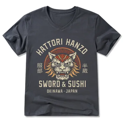 Tokyo-Tiger Hattori Lion Japanese Samurai V-Neck Classic T-Shirt