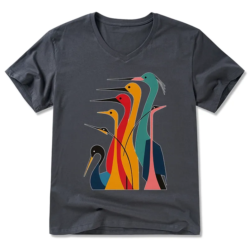 Tokyo-Tiger Various Types Of Cranes V-Neck Classic T-Shirt