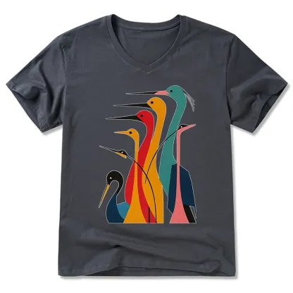 Tokyo-Tiger Various Types Of Cranes V-Neck Classic T-Shirt