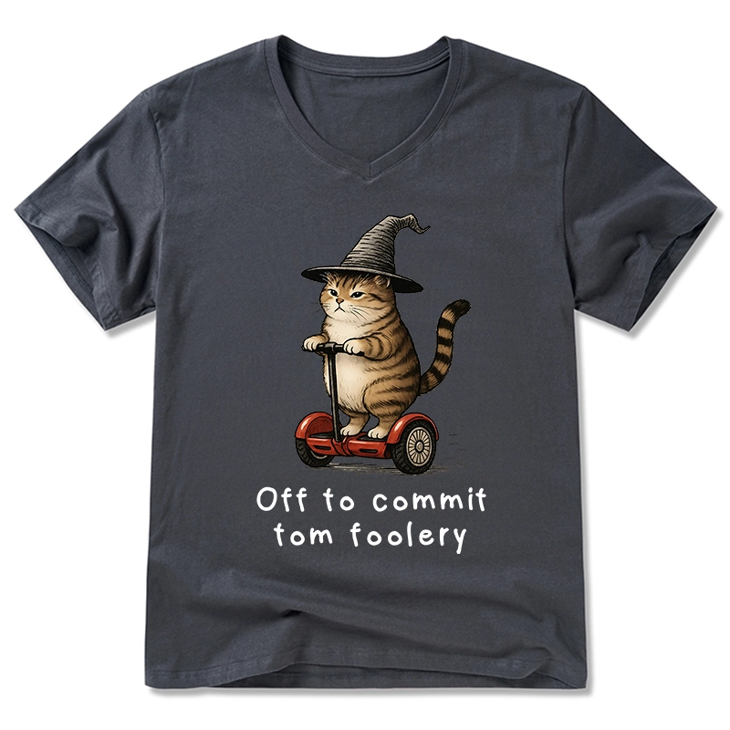 Tokyo-Tiger Orange Cat Riding Segway-style V-Neck Classic T-Shirt