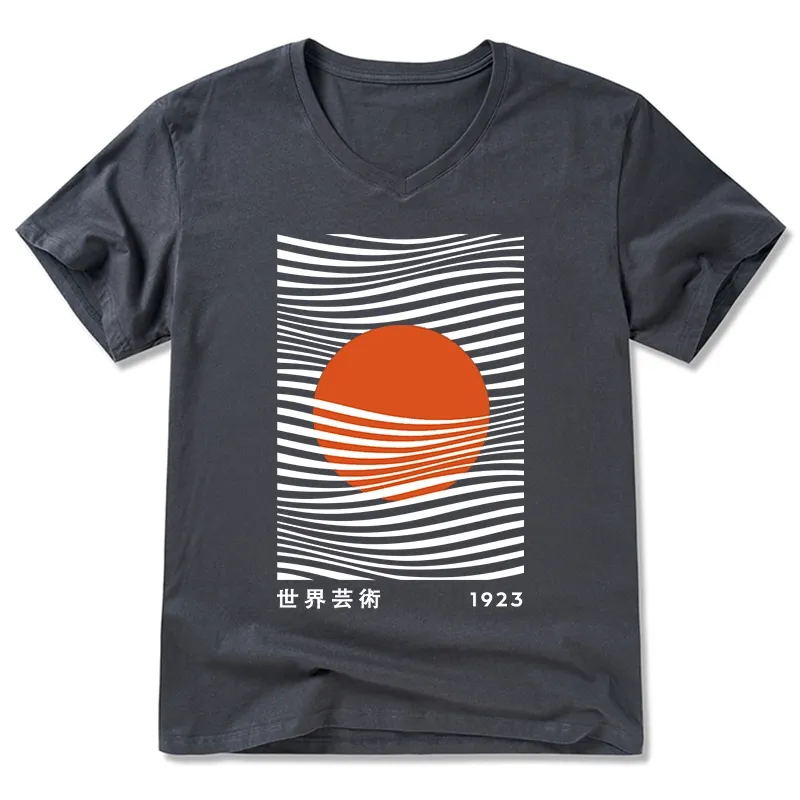 Tokyo-Tiger Minimalist Art Sun V-Neck Classic T-Shirt