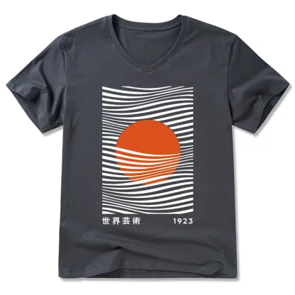 Tokyo-Tiger Minimalist Art Sun V-Neck Classic T-Shirt