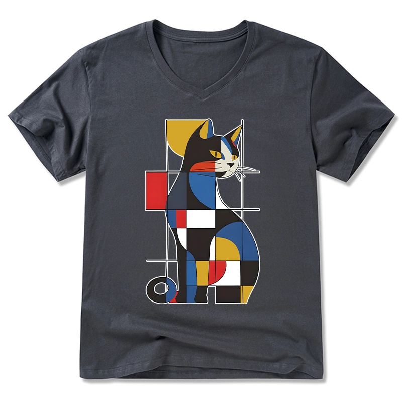Tokyo-Tiger Mondrian Cat V-Neck Classic T-Shirt