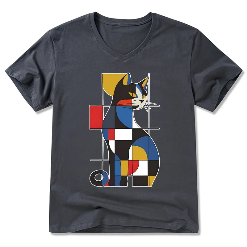 Tokyo-Tiger Mondrian Cat V-Neck Classic T-Shirt Sale