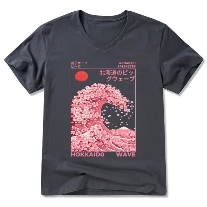 Tokyo-Tiger Sakura Wave V-Neck Classic T-Shirt
