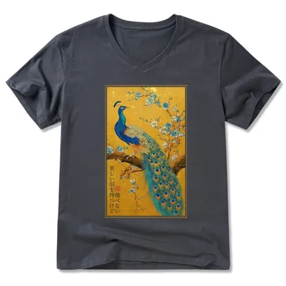 Tokyo-Tiger The Peacock's Silent Elegance V-Neck Classic T-Shirt