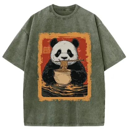Tokyo-Tiger Ramen Lover Panda Washed T-Shirt