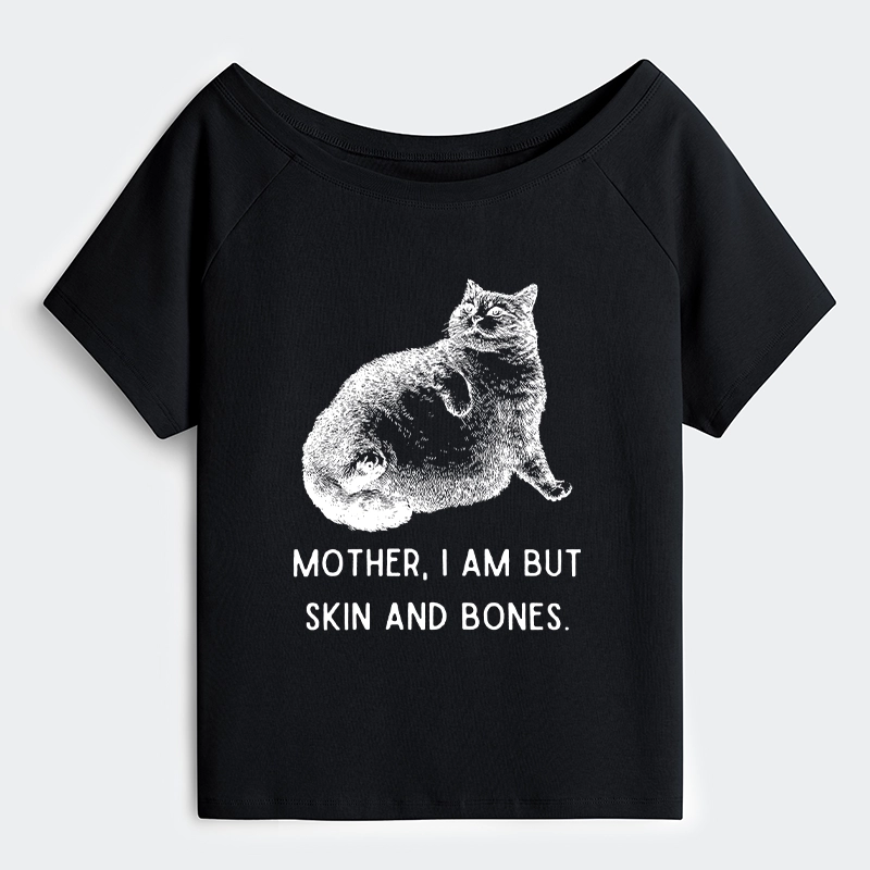 Tokyo-Tiger Skin & Bones Cat Off Shoulder T-Shirt