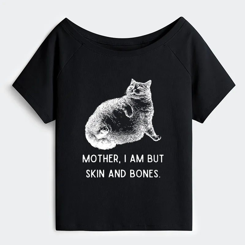 Tokyo-Tiger Skin & Bones Cat Off Shoulder T-Shirt