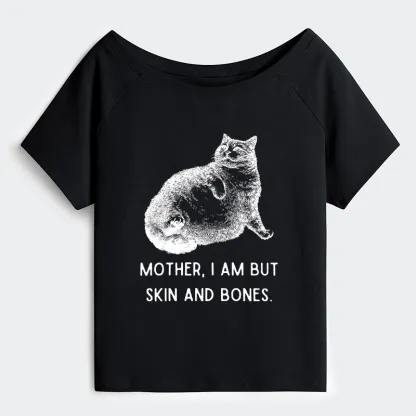 Tokyo-Tiger Skin & Bones Cat Off Shoulder T-Shirt
