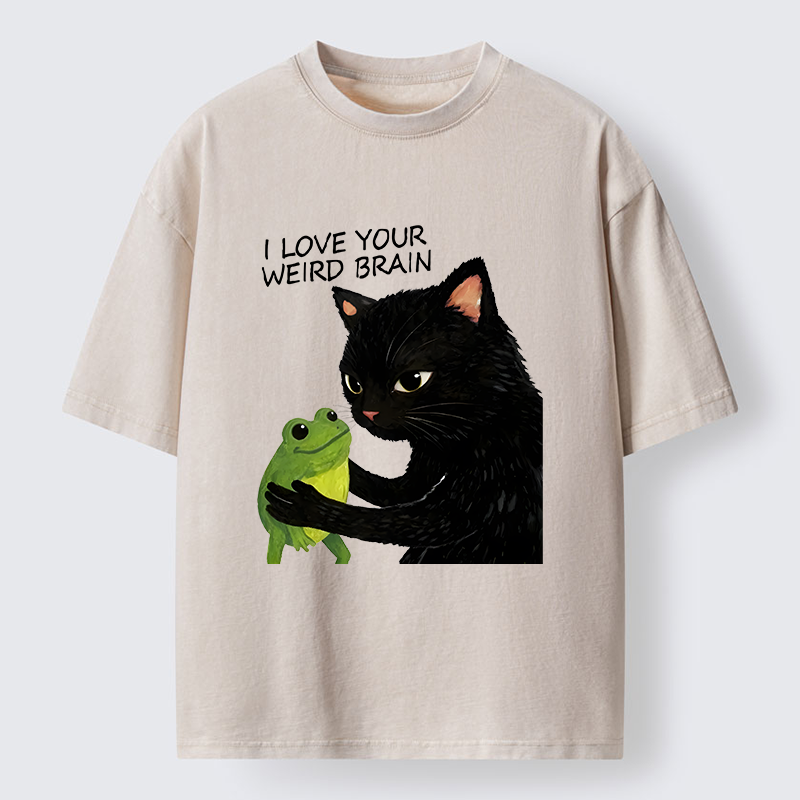 Tokyo-Tiger Cat Eats Frog Washed T-Shirt