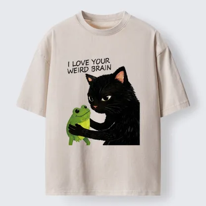 Tokyo-Tiger Cat Eats Frog Washed T-Shirt