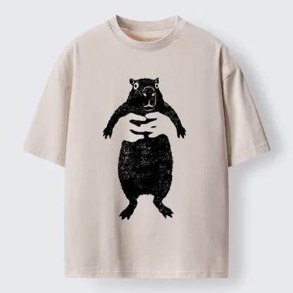 Tokyo-Tiger Cray Capy Capybara Meme Washed T-Shirt