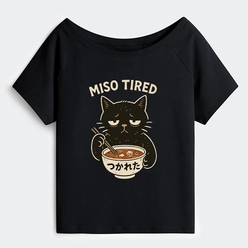 Tokyo-Tiger I’m So Tired Off Shoulder T-Shirt