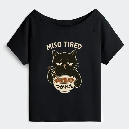 Tokyo-Tiger I’m So Tired Off Shoulder T-Shirt