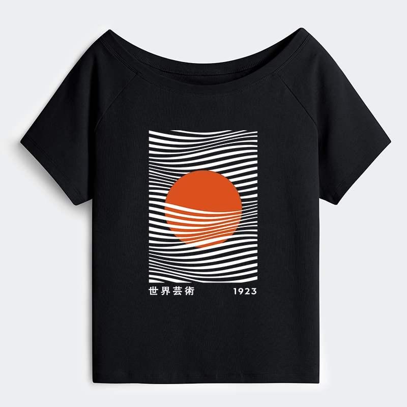 Tokyo-Tiger Minimalist Art Sun Off Shoulder T-Shirt