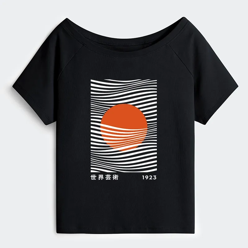 Tokyo-Tiger Minimalist Art Sun Off Shoulder T-Shirt