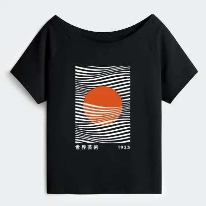 Tokyo-Tiger Minimalist Art Sun Off Shoulder T-Shirt
