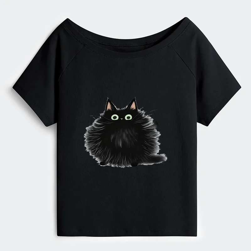 Tokyo-Tiger Cat's Approval Off Shoulder T-Shirt