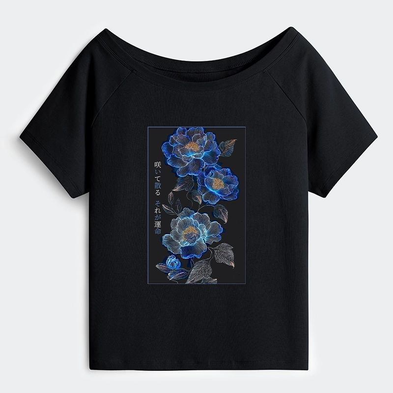 Tokyo-Tiger The Sea Of Flowers In The Darkness Off Shoulder T-Shirt
