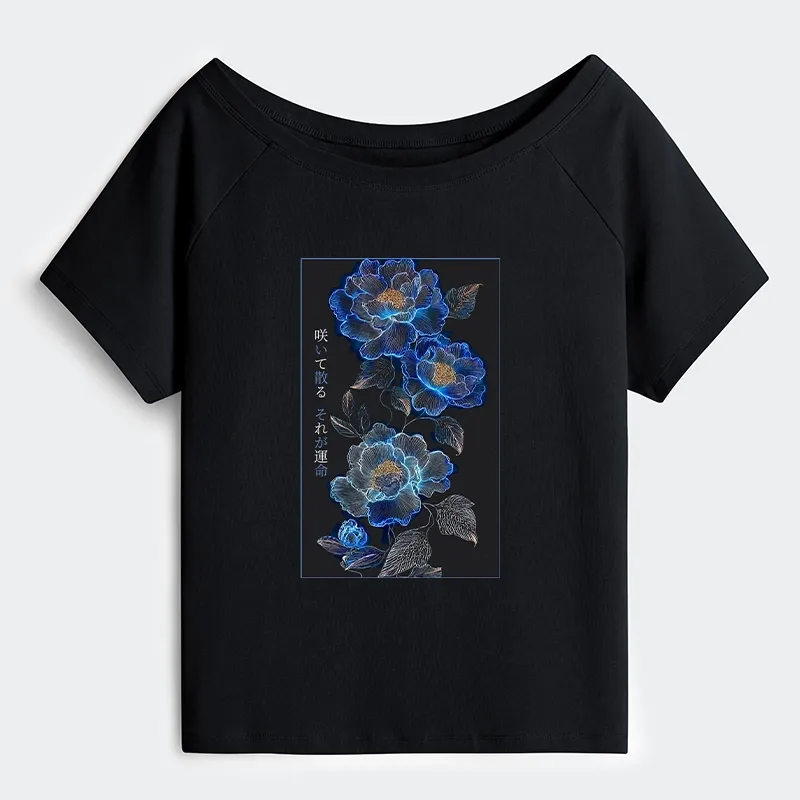 Tokyo-Tiger The Sea Of Flowers In The Darkness Off Shoulder T-Shirt