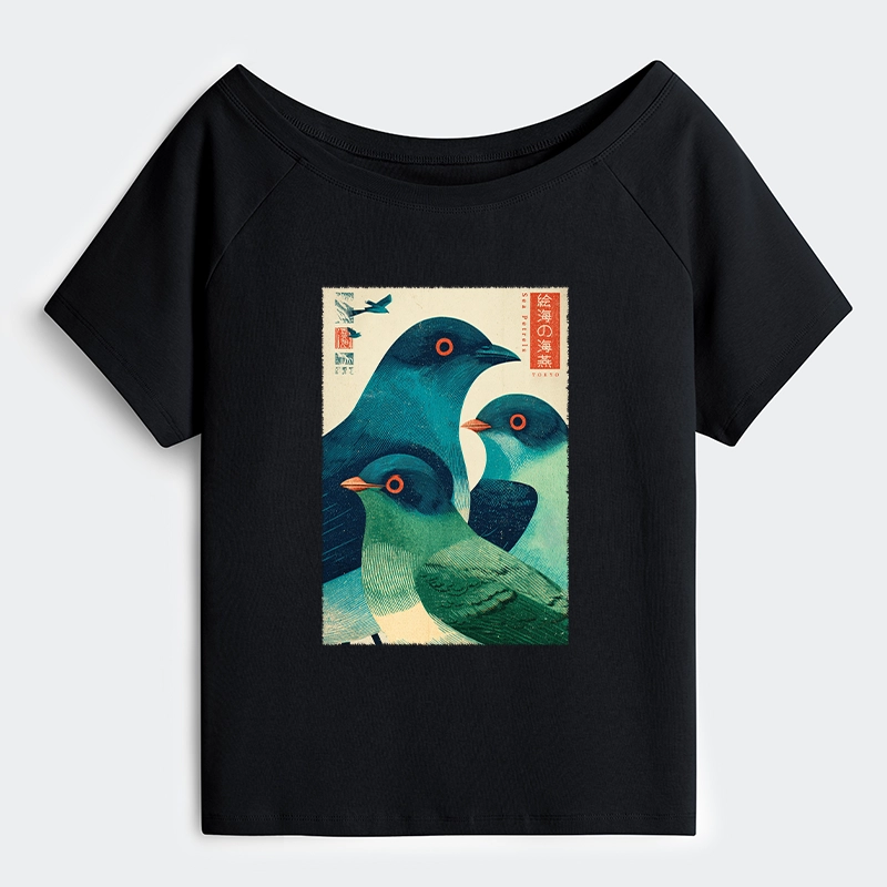 Tokyo-Tiger Petrels Of The Painted Sea Off Shoulder T-Shirt